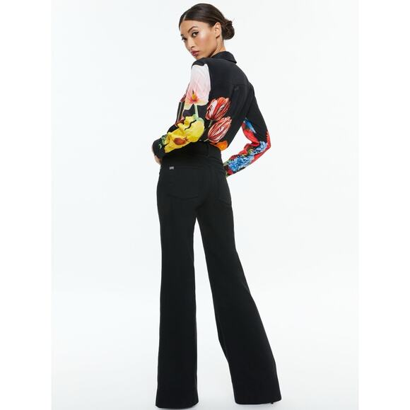 Alice and Olivia Willa Button Front Floral Silk Top Size XS Le Parisien $350 - Picture 3 of 14